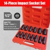 TONYNOL 1/2 Inch Deep Drive Impact Socket Set,12-Point,Metric (10mm-32mm),14 Pcs,Cr-Mo