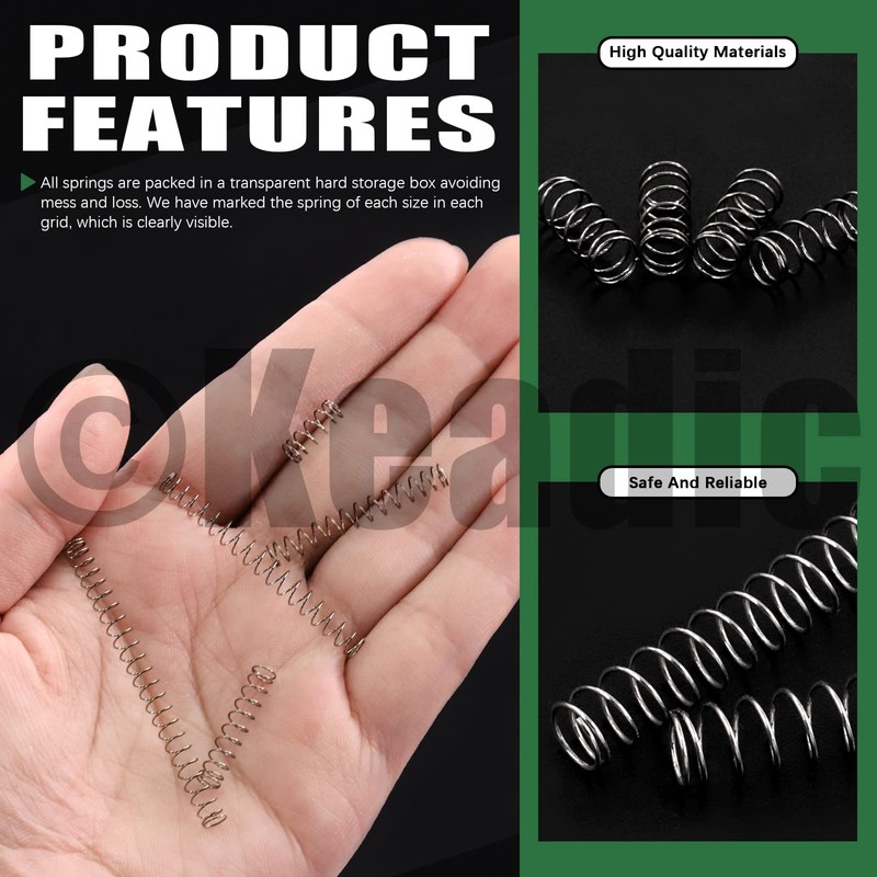 Keadic K922 250Pcs Mini Stainless Steel Extension Springs Assortment Kit,