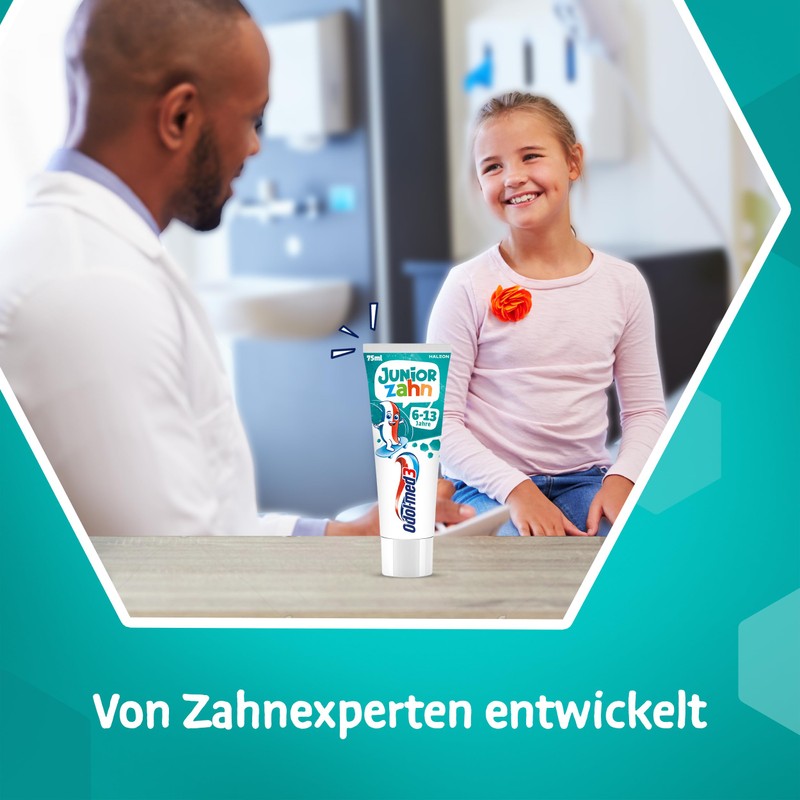 Odol-med3 Juniorzahn Zahnpasta, Zahncreme für Kinder ab 6 Jahren zum