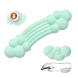 Cloud Wrist Rest Keyboard, Cloud Palm Rest Set with PU Leather Memory Foam, Cute Keyboard Rest for Wrist Support and Arm Rest, Desk Cloud Wrist Pad for PC/Gaming/Hand Cushion/Computer(Green)