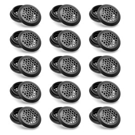 Cjueiom 30PCS Air Vent Louver 35mm Round Ventilation Grilles, Stainless Steel Mesh Hole Vent Circular Soffit Vent Cover, Black Wardrobe Vent Shoes Cabinet Vent for Bookcase Cupboard Drawer Bathroom