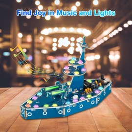 BANRIA DIY Battleship Soldering Project Kit, Warship Soldering Practice Kit with RGB LED & Music, Fun Electronic Kits for Home/School Education, Ideal DIY Warship Model Gift for Soldering Enthusiasts