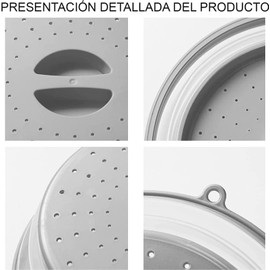 RUAKIVA Cubierta de Microondas Plegable Transpirable,26.5CM Tapaderas,Tapa Microondas sin BPA,Protector Contra Salpicaduras de Alimentos con Asa de Fácil Agarre para Frutas y Verduras-Gris
