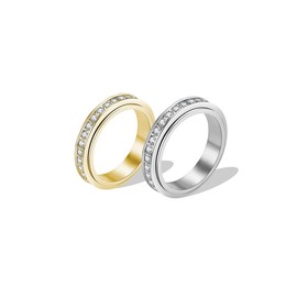 MIFYNN Vikanda Thermogenic Moissanite Spinner Ring - Silver Spinner Rings Use It to Relieve Stress，Anxiety Ring for Women Gift