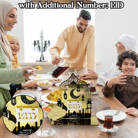 Ramadan Mubarak Advent Calendar, Acrylic Eid Kareem Countdown for Home Office Table Decorations, DIY Novelty Star Moon Lanterns Castles Centrepieces for Islamic Muslim Al-Fitr Party Supplies