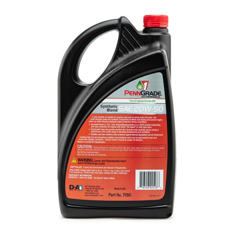 PENN GRADE 1, 71190, Synthetic Blend High Performance Oil SAE