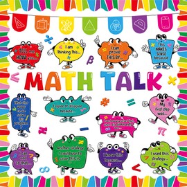 Honoson 54 Pcs Math Talk Bulletin Board Decorations Educational Math Bulletin Boards Mathematics Classroom Decoration for Teacher Elementary Middle High School Chalkboard Wall Decor(Mathematics)
