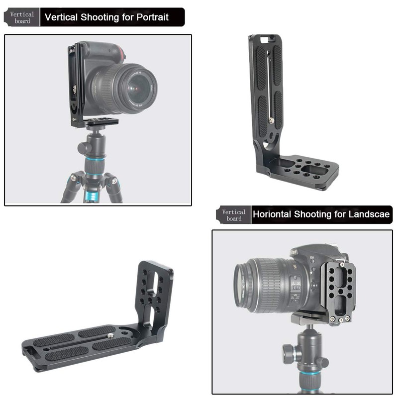 WLPREOE DSLR Camera L-Bracket Vertical Horizontal Switching Tripod Head Quick