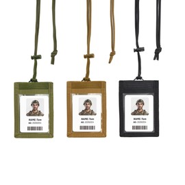 Tactical ID Badge Holder, 3 Pack Enhanced Security Detachable Tactical Badge Holder with Hook & Loop Adjustable Tactical Lanyard