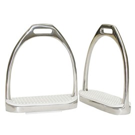 Derby Originals 4" Stainless Steel Stirrup Iron Pair with White Rubber Tread