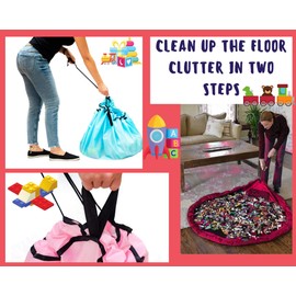 Spielzeug Aufbewahrungstasche für Organizer Taschen Faltbare Teppich Tragbare Organizer Spielzeug Kinder Spielmatte 60 Zoll (150 cm) von Funky Planet.(Blue)