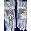 Eastern Star Worthy Matron OES White Mesh gloves with White