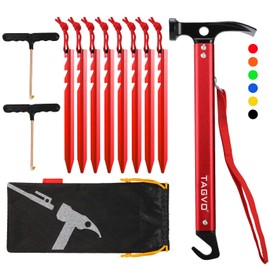 TAGVO Camping Hammer, Multifunctional Outdoor Camping Mallet Aluminium Tent Hammer with Tent Stake Remover