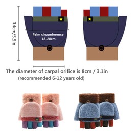 SUNNEE Kids Winter Glove - Convertible Flip Top Fingerless Gloves Warm Mittens With Mitten Cover for 6-12 Ages Boys and Girls (Pink)