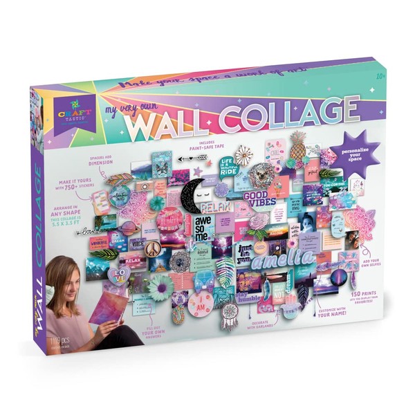 Craft-tastic DIY Wall Collage – Craft Kit – Personalize Your Space with Inspiring Quotes, Pre-cut Designs & Pictures