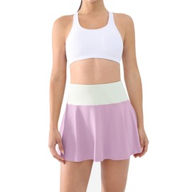 Cosmolle High Waisted Skort for Women Lightweight Pleated Athletic Skorts with Back Zipper Pockets for Tennis, Workout (Purple, Small)