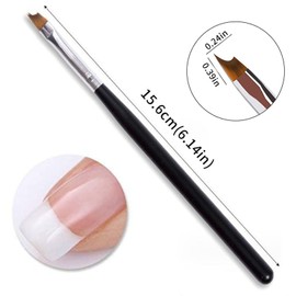 1 Pcs Oblique Head French Tip Nail Brush Thin Nail Brush Black Handle UV Gel Acrylic Painting Drawing Pen