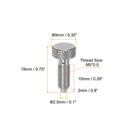sourcing map 2Pcs Spring Plunger with Knurled Handle M5x0.5 Pin Dia.2.5mm Retractable Release Pins Stainless Steel Non-Locking Retractable Index Plunger for Industrial Equipment