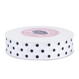 VATIN Polka Dot Craft Grosgrain Ribbon 7/8 Inch Wide by 10-Yard Spool White with Black Dots,Use for Gift Wrapping,Party Decoration,All Crafting and Sewing