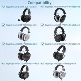 DT770 DT880 DT990 Earpads and Headband Replacement for DT 990 Pro/DT 770 Pro/DT 770/DT990/ M MX 300/Custom One Pro Plus Headset, Ear pads Replacement Cushion Compatible with DT 770pro DT990 pro