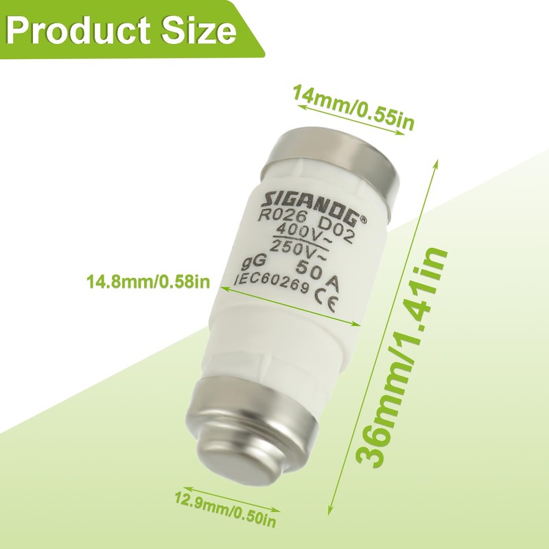 SIGANDG D02 50A Neozed Fuse Socket Set with Screw Caps