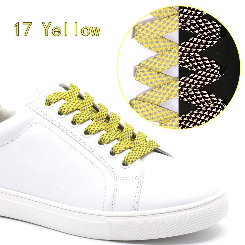 DELELE 2 Pairs Reflective Shoelace Flat Yellow Safety Laces for