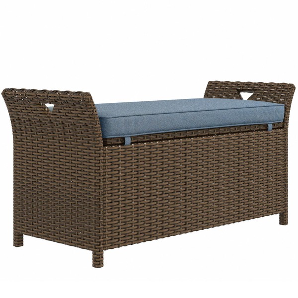 Udorich Spacious 27 Gallon Outdoor Storage Bench - Durable Wicker
