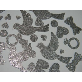 100 Silver glitter wedding die cuts confetti shower decor party supplies