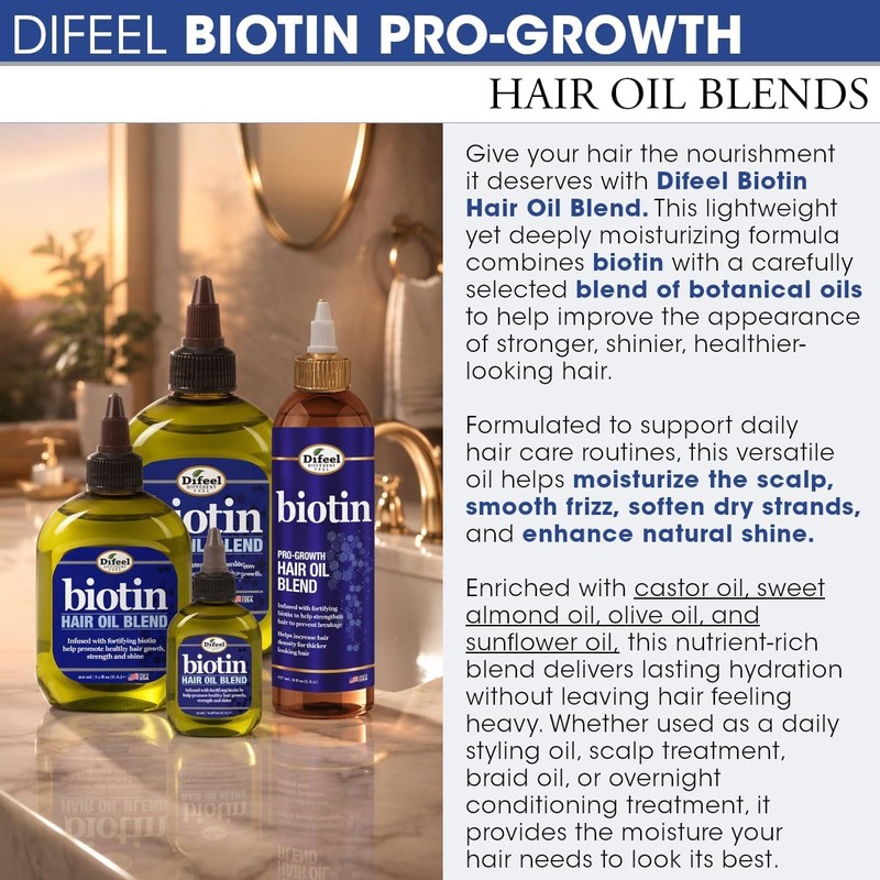 Difeel Aceite para el cabello con biotina premium 7.1 oz.