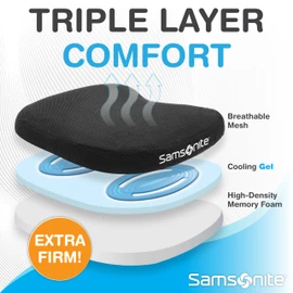 SAMSONITE - Extra Firm & Thick Seat Cushion with Cooling Gel, Experience Triple Layer Comfort
