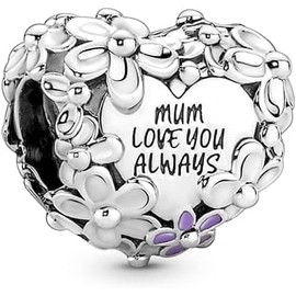TCZNAF Mom Heart Family Bracelet Charms for European Bracelets Necklaces Mother's Day Bead Charm for Women, Cubic Zirconia