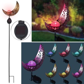 Lunartec Garden Decoration Solar: Solar Moon Light with RGB LEDs and Ground Spike, IP44 (Solar Lights with Ground Spike, Solar Lights with RGB LEDs, Garden Light Floor Lamp)