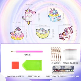 MATHARAGO Diamond Painting Kits - 5D Big Gems - Unicorn Diamond Painting Keychains - Arts and Crafts for Kids Ages 6-8-12 - Diamond Art Keychains Stickers for Girls Gifts Party Ideas