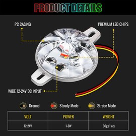 VAUNGIUG 4PCS Amber Mini Watermelon Lights, Strobe and Constant ED Side Marker Turn Signal Water Melon Lights for trucks Semi Truck Trailer, Motorcycle Car LED Underglow kit