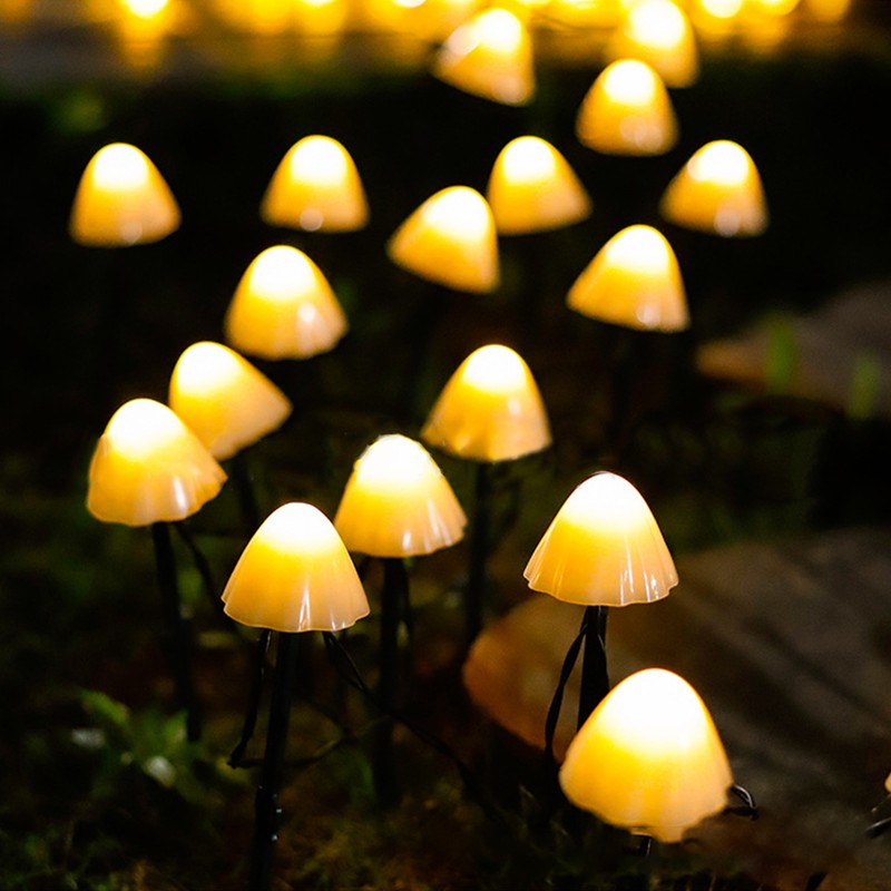 Mini Mushroom Solar Lights 8 Modes LED Waterproof String Pathway