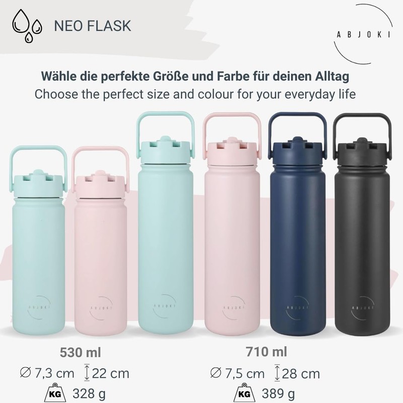 Abjoki "Neo" Stainless Steel Drinking Bottle, 710 ml, Dark Blue,