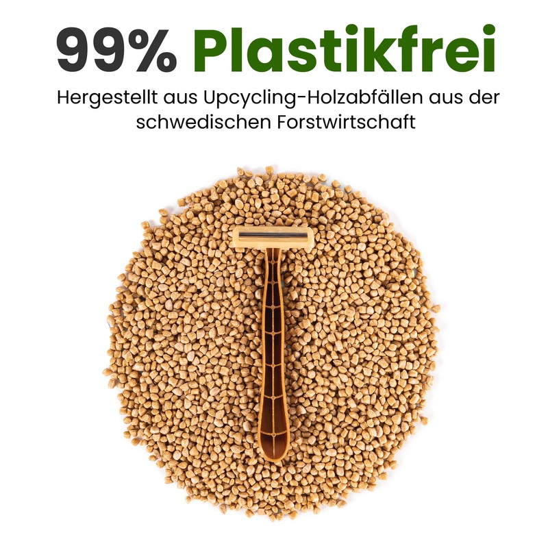 THE BAMBOOVEMENT 99% Plastic-free Sustainable Disposable Razor Men, 3 Premium