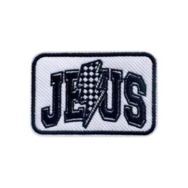 MEIYSTICK Jesus Lightning Bolt Embroidery Patch for Clothes Backpacks Hats Jeans Bags, Christian Size 3" Iron Patch or Sew On Patches, Jesus Applique Embroidery Patches, Faith Gift for Jesus Lovers