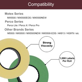 Motex 1 Line 5,000 Green + 5,000 Fluorescent Yellow Blank Labels for Price and Date Guns, Fits MX-5500 and Perco 1 Line Price and Date Guns