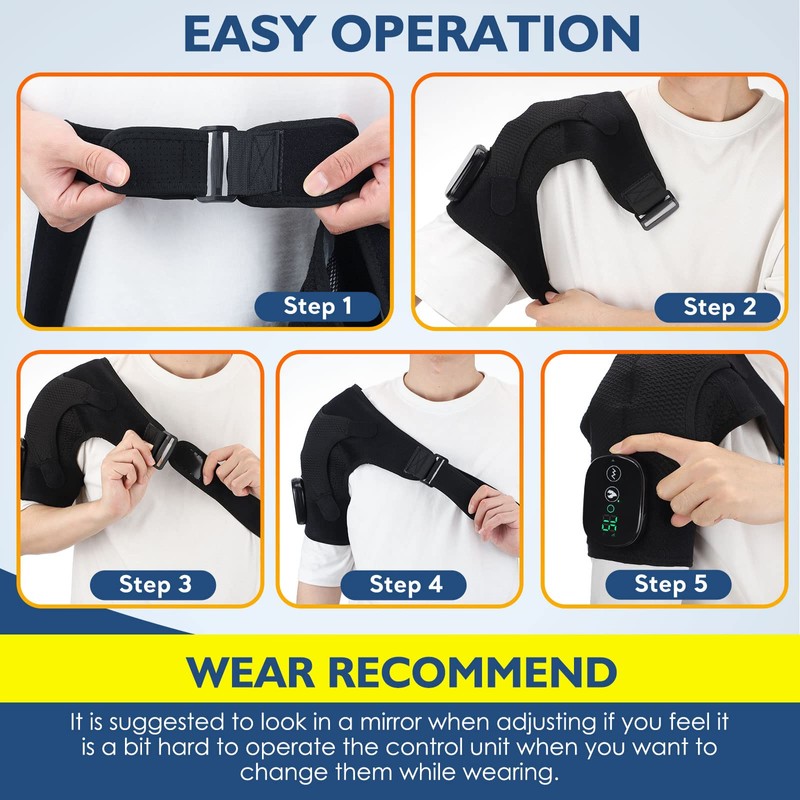 AFDEAL Heated Shoulder Wrap Brace Support with Vibration, Heating Electric