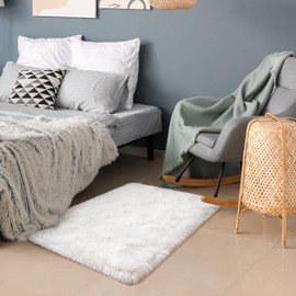 HOMORE Small Rugs for Bedroom 2x3 Feet Ivory Rug for Bedroom Bedside Soft Fluffy Area Rugs for Desk Indoor Entrance Door Mat, Small Runner Rugs and Carpets for Dorm Nursery