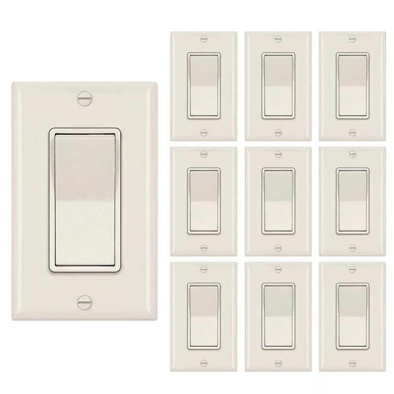 Maxbright Decora Light Switch Ivory Single Pole Paddle Rocker UL