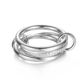 Gold 14k Rings for Women Fidget Ring Silver Oura Rings for Women and Teen Girls Non Tarnish Gold Anxiety Ring Stackable Thumb Cubic Zirconia Stainless Steel Rings Anillos De Oro 14k De Mujer Spinelli