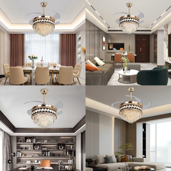 38W Modern 3-colour Round Inch Ceiling Fan Light With Remote