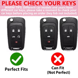 Simocky Fit for GMC Buick Key Fob Cover with Diamond Keychain, Compatible with Chevy Cruze Camaro Malibu Equinox Impala Buick Encore Regal GMC Flip Folding Key for Women (5 Buttons—Silver Heart),