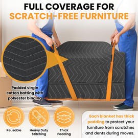 Casabliss Casabliss Thick Moving Blanket Heavy Duty 2 Moving Blankets 42"x 72" Moving Essentials Shipping Thick Furniture Wrapping for Moving Supplies Professional Quilted Shipping Blankets