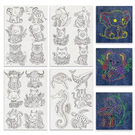 BENECREAT 4 Sheets 23Pcs Animal Water Soluble Embroidery Patterns, 11.7x8.3Inch Koala Elephant Owl Stick and Stitch Embroidery Paper Stabilizer for Hand Sewing Lover Beginners