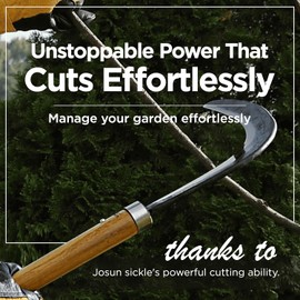 Toolgather Josun Sickle Hand-Forged Korean Weeding Tool with Chestnut Wood Handle & Leather Sheath