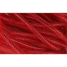 Deco Mesh Flex Tubing with Metallic Foil (Red) 8mm x 30 Yards : RE300436