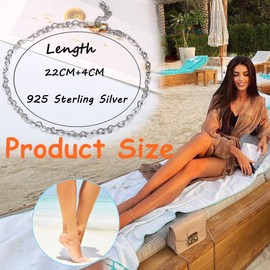 KALVICA 925 Sterling Silver Anklet for Women, Heart Anklet Silver 925, Classic Anklet with Balls, Summer Barefoot Beach Anklet, Flexible, Adjustable, 22 cm + 4 cm, Silver